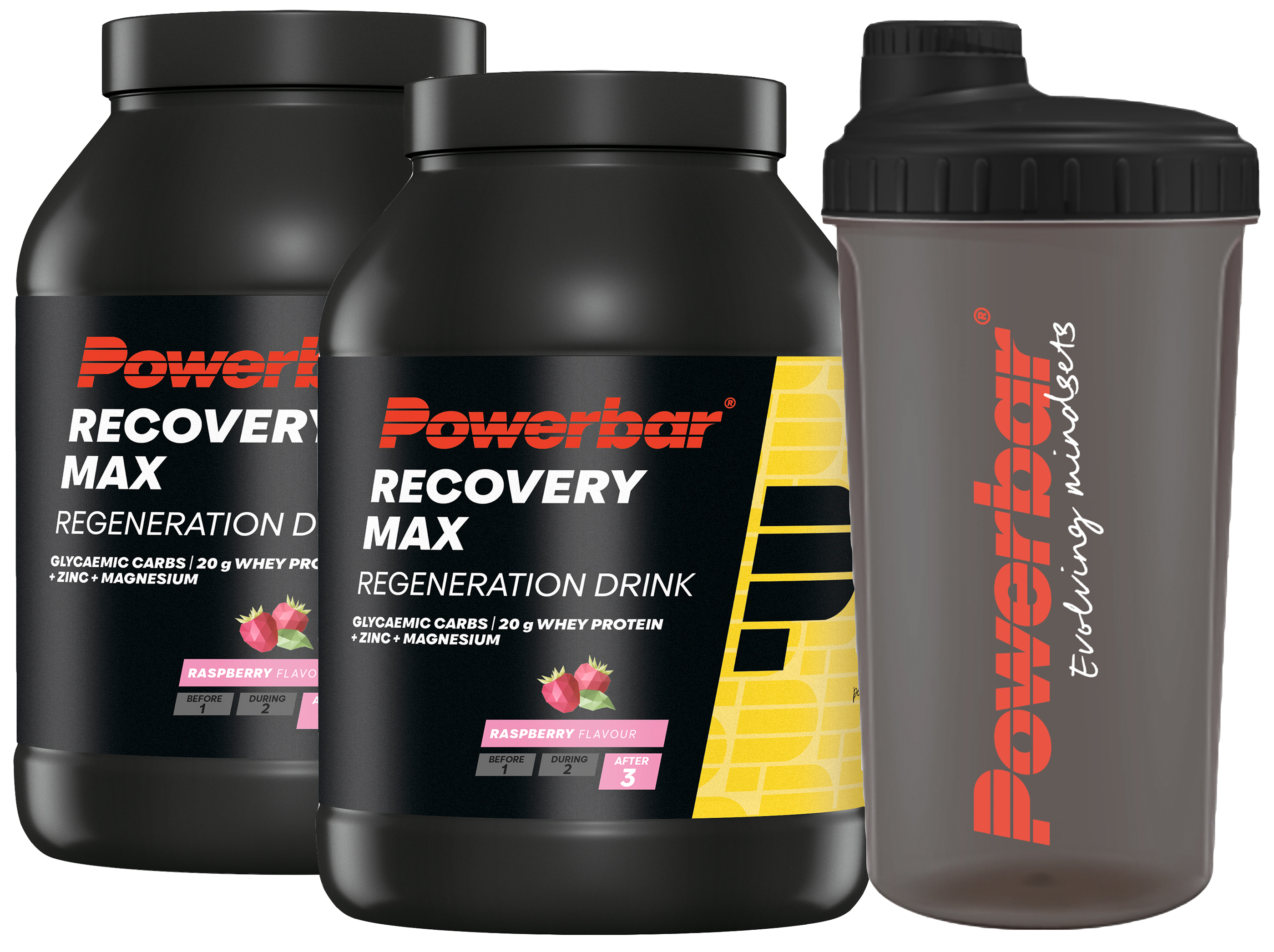 Powerbar RecoveryMax Drink Doppelpack - 2x1,144kg + Mix Shaker