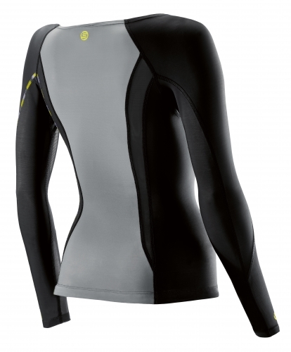Skins DNAmic Compression Long Sleeve Top Damen Black/Limoncello